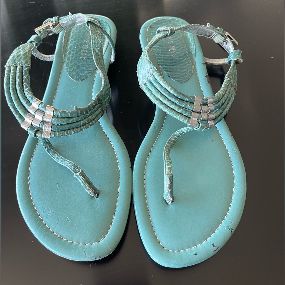 Turquoise and silver sandals from Nine West